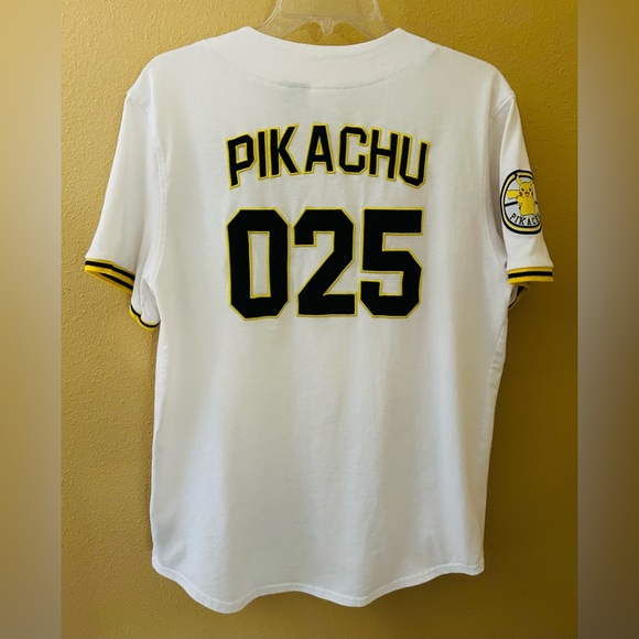 Pokémon Pikachu Jersey Baseball Pallettown Lightning Button Down Size Small - Picture 6 of 7